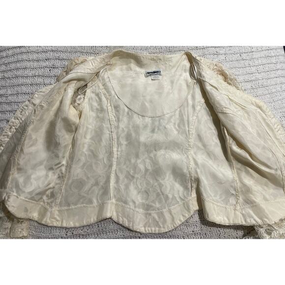 VTG Ultra Dress New York Lace Jacket Pearl Buttons Womens Small Medium USA Ivory - Picture 11 of 11